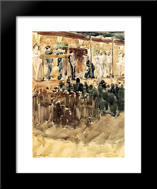 Side Show 20x24 Black Modern Wood Framed Art Print Poster by Prendergast, Maurice
