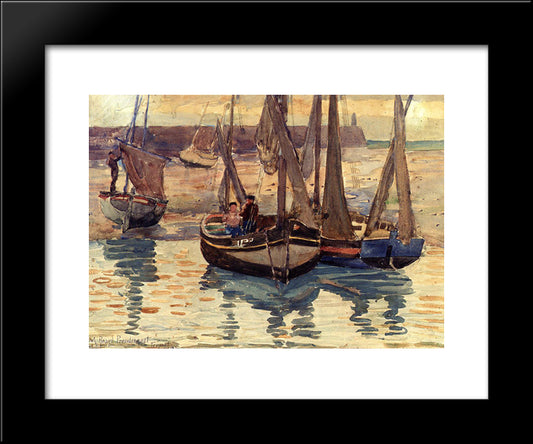 Small Fishing Boats, Treport, France 20x24 Black Modern Wood Framed Art Print Poster by Prendergast, Maurice
