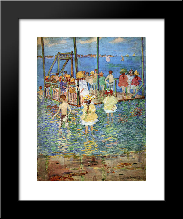 Children On A Raft 20x24 Black Modern Wood Framed Art Print Poster by Prendergast, Maurice