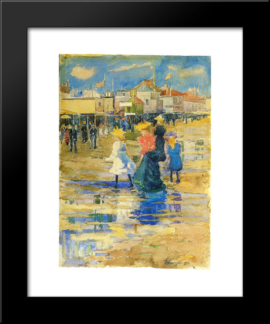 Revere Beach 20x24 Black Modern Wood Framed Art Print Poster by Prendergast, Maurice