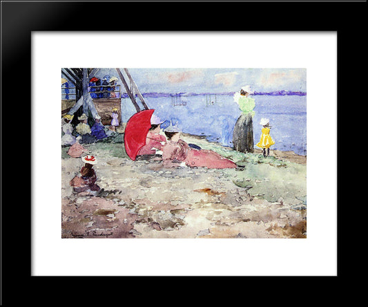 Revere Beach 20x24 Black Modern Wood Framed Art Print Poster by Prendergast, Maurice