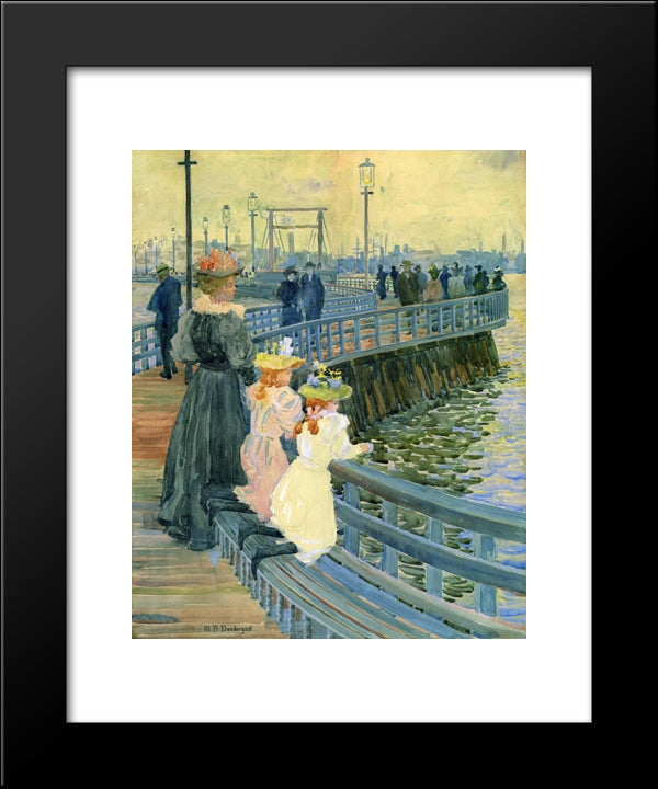 City Point Bridge 20x24 Black Modern Wood Framed Art Print Poster by Prendergast, Maurice
