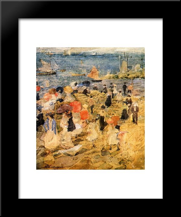 Early Beach 20x24 Black Modern Wood Framed Art Print Poster by Prendergast, Maurice