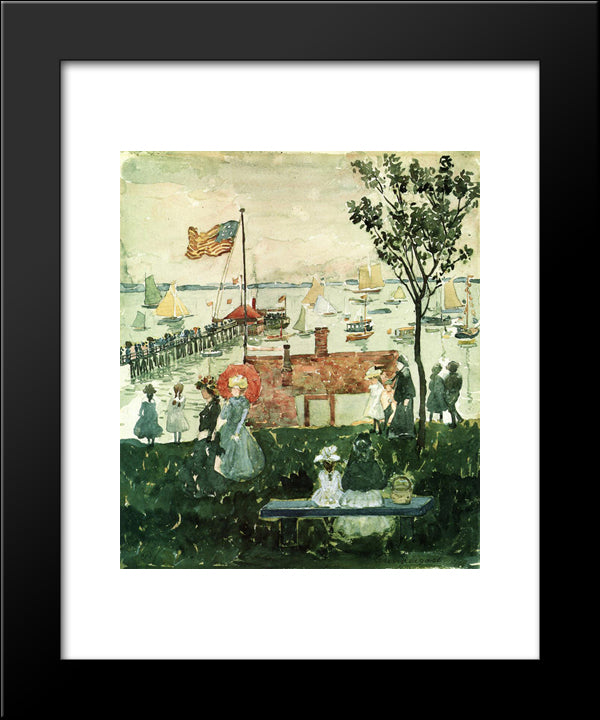 Excursionists, Nahant 20x24 Black Modern Wood Framed Art Print Poster by Prendergast, Maurice