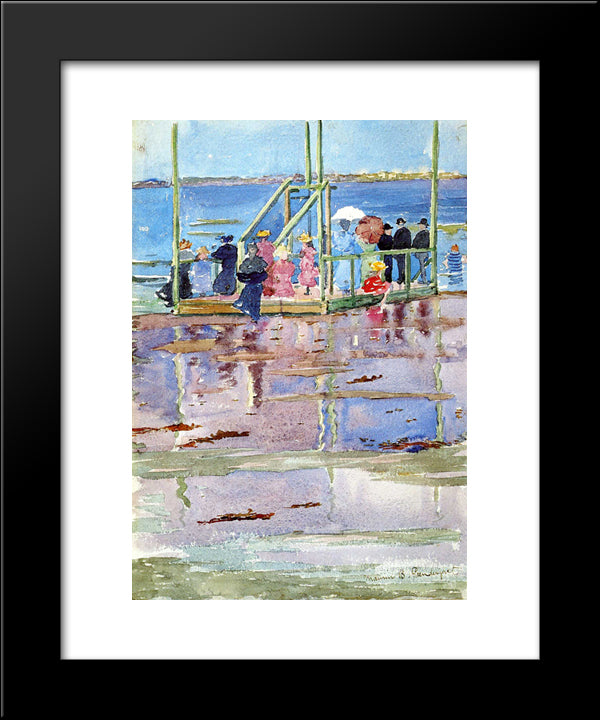 Float At Low Tide, Revere Beach (Also Known As People At The Beach) 20x24 Black Modern Wood Framed Art Print Poster by Prendergast, Maurice