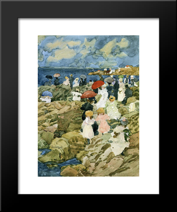 Handkerchief Point (Coastal Scene) 20x24 Black Modern Wood Framed Art Print Poster by Prendergast, Maurice