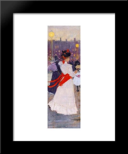 Lady With A Red Sash 20x24 Black Modern Wood Framed Art Print Poster by Prendergast, Maurice