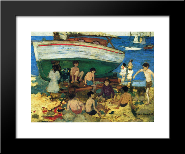 Low Tide 20x24 Black Modern Wood Framed Art Print Poster by Prendergast, Maurice