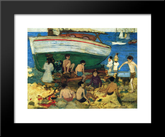 Low Tide 20x24 Black Modern Wood Framed Art Print Poster by Prendergast, Maurice