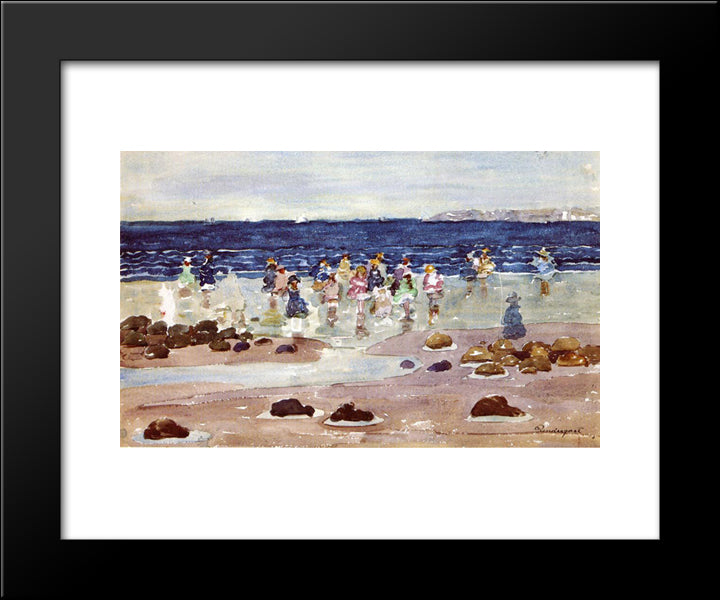 Low Tide 20x24 Black Modern Wood Framed Art Print Poster by Prendergast, Maurice