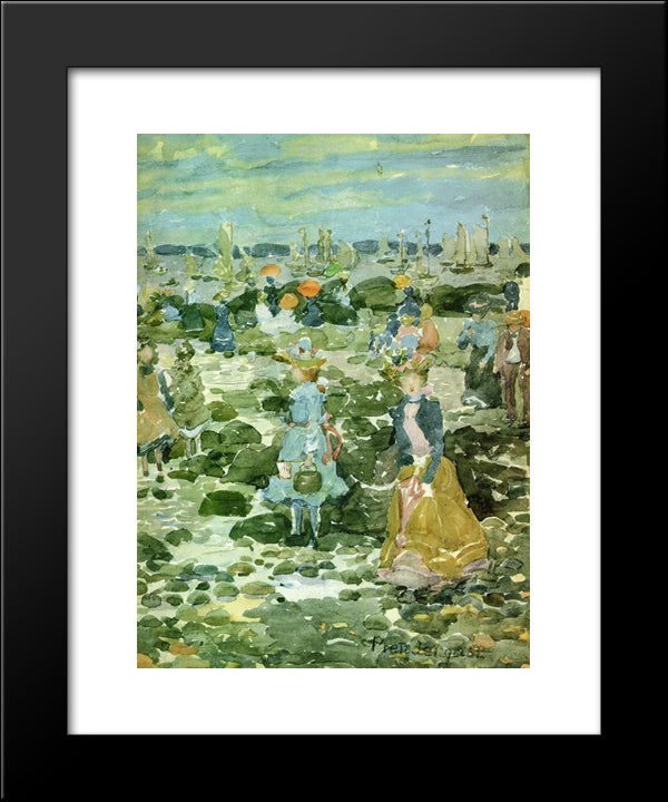 Low Tide 20x24 Black Modern Wood Framed Art Print Poster by Prendergast, Maurice
