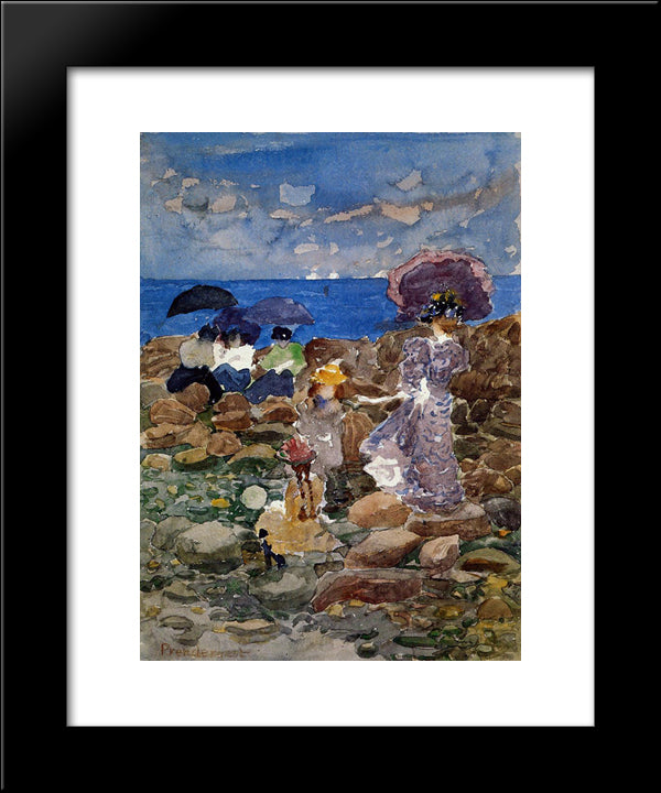 Low Tide 20x24 Black Modern Wood Framed Art Print Poster by Prendergast, Maurice