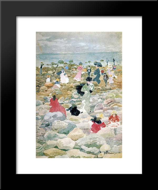 Low Tide, Nantucket 20x24 Black Modern Wood Framed Art Print Poster by Prendergast, Maurice