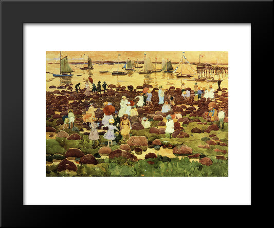 Revere Beach 20x24 Black Modern Wood Framed Art Print Poster by Prendergast, Maurice