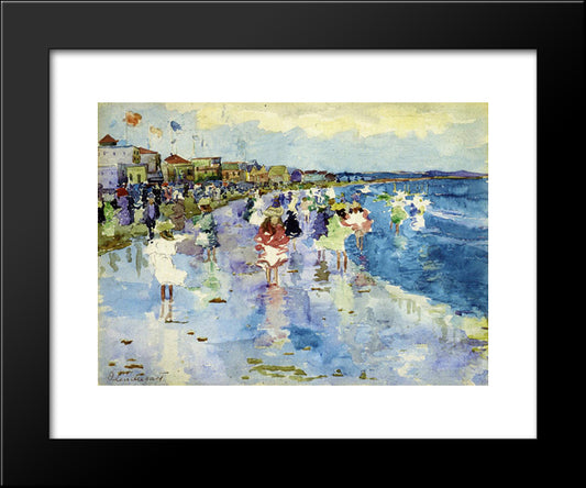 Revere Beach 20x24 Black Modern Wood Framed Art Print Poster by Prendergast, Maurice