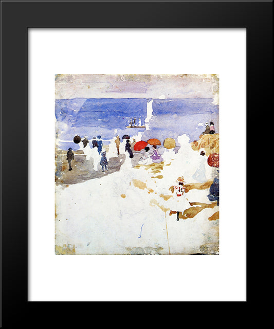 Sketch Figures On Beach (Also Known As Early Beach) 20x24 Black Modern Wood Framed Art Print Poster by Prendergast, Maurice