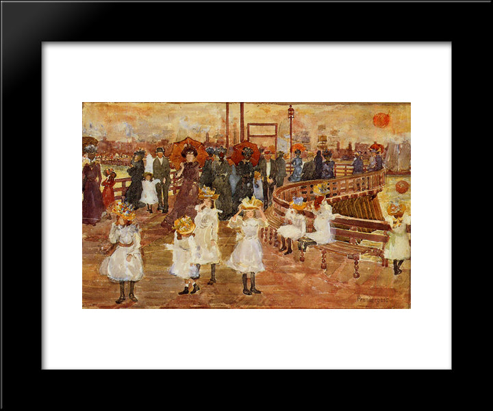 South Boston Pier 20x24 Black Modern Wood Framed Art Print Poster by Prendergast, Maurice