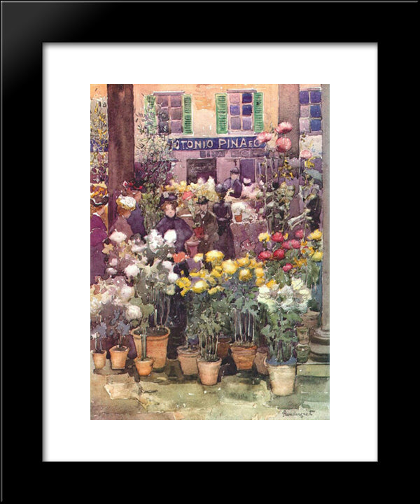 Italian Flower Market 20x24 Black Modern Wood Framed Art Print Poster by Prendergast, Maurice