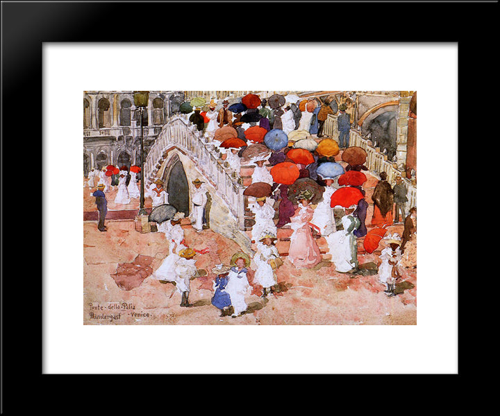 Ponte Della Paglia 20x24 Black Modern Wood Framed Art Print Poster by Prendergast, Maurice