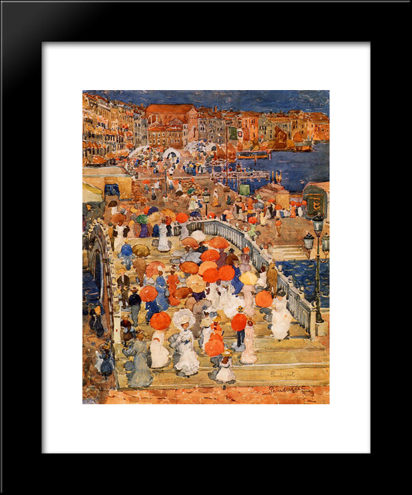 Ponte Della Paglia (Also Known As Marble Bridge) 20x24 Black Modern Wood Framed Art Print Poster by Prendergast, Maurice