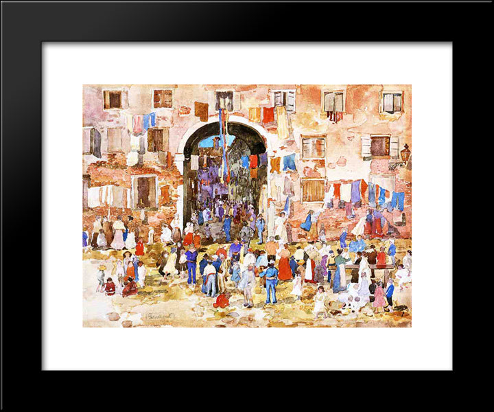 Riva Degli Schiavoni 20x24 Black Modern Wood Framed Art Print Poster by Prendergast, Maurice