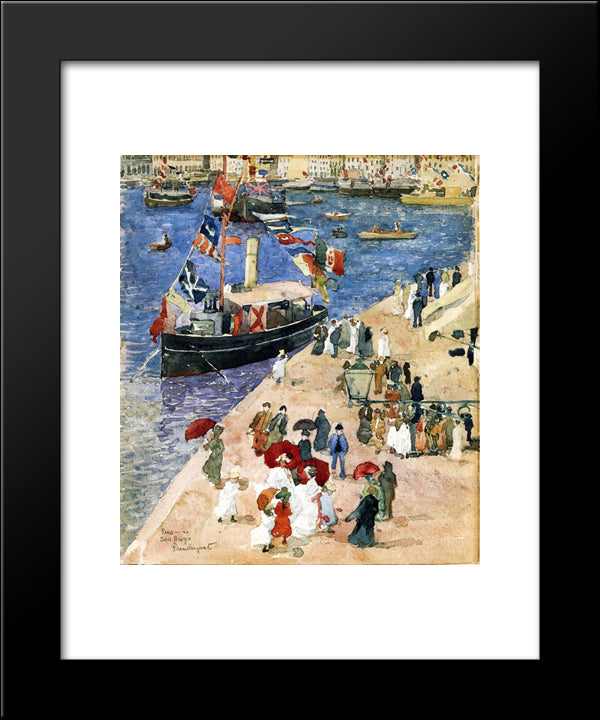Riva San Biagio, Venice 20x24 Black Modern Wood Framed Art Print Poster by Prendergast, Maurice