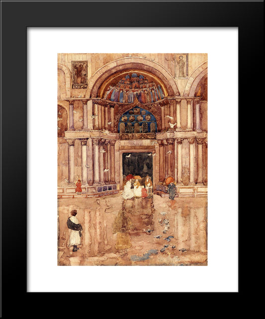 The Porch With The Old Mosaics, St. Mark'S, Venice 20x24 Black Modern Wood Framed Art Print Poster by Prendergast, Maurice
