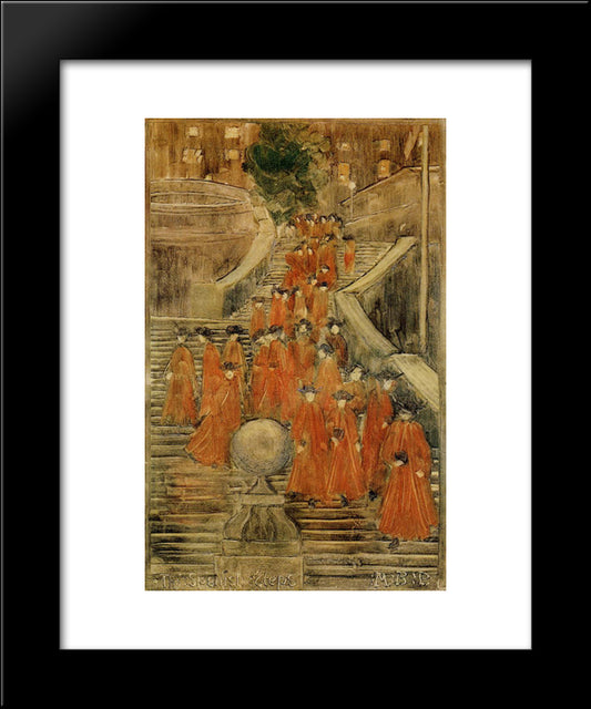 The Spanish Steps 20x24 Black Modern Wood Framed Art Print Poster by Prendergast, Maurice