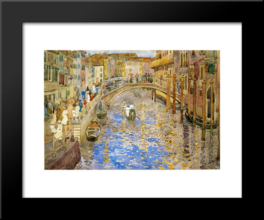 Venetian Canal Scene 20x24 Black Modern Wood Framed Art Print Poster by Prendergast, Maurice