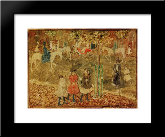 Horseback Riders 20x24 Black Modern Wood Framed Art Print Poster by Prendergast, Maurice