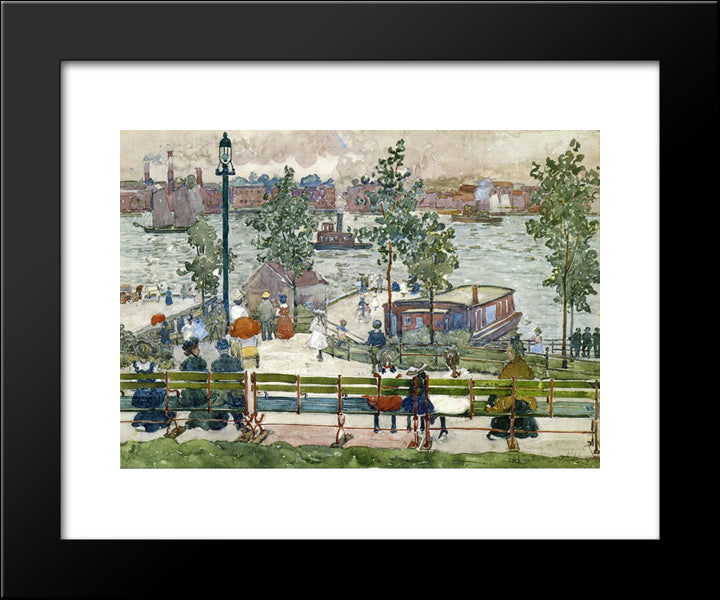 East River Park 20x24 Black Modern Wood Framed Art Print Poster by Prendergast, Maurice