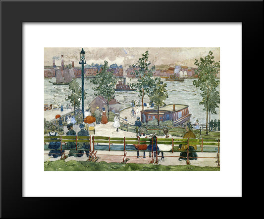 East River Park 20x24 Black Modern Wood Framed Art Print Poster by Prendergast, Maurice