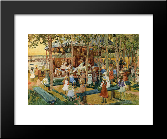 The Flying Horses 20x24 Black Modern Wood Framed Art Print Poster by Prendergast, Maurice