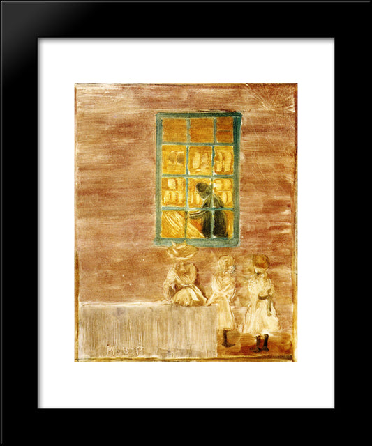 Shadow (Also Known As Children By A Window) 20x24 Black Modern Wood Framed Art Print Poster by Prendergast, Maurice
