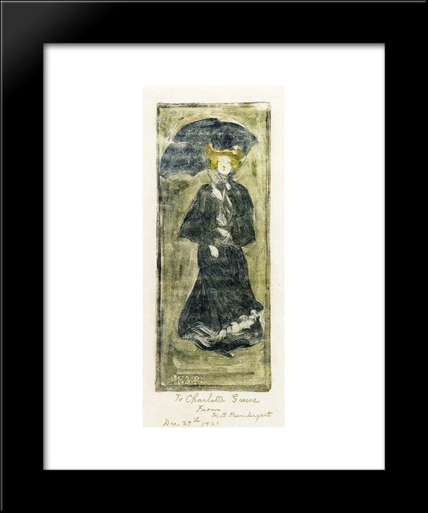 Woman With A Parasol 20x24 Black Modern Wood Framed Art Print Poster by Prendergast, Maurice