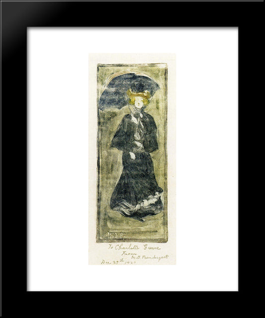 Woman With A Parasol 20x24 Black Modern Wood Framed Art Print Poster by Prendergast, Maurice