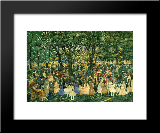 May Day, Central Park 20x24 Black Modern Wood Framed Art Print Poster by Prendergast, Maurice