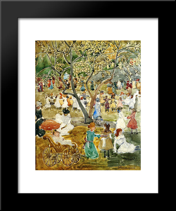 May Party (Also Known As May Day, Central Park) 20x24 Black Modern Wood Framed Art Print Poster by Prendergast, Maurice