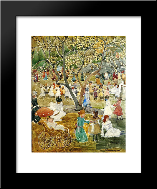 May Party (Also Known As May Day, Central Park) 20x24 Black Modern Wood Framed Art Print Poster by Prendergast, Maurice