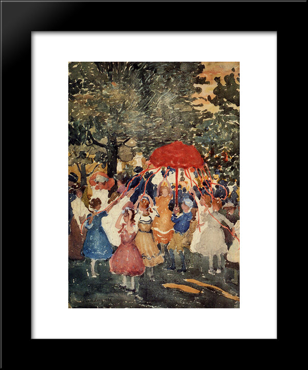 Maypole 20x24 Black Modern Wood Framed Art Print Poster by Prendergast, Maurice