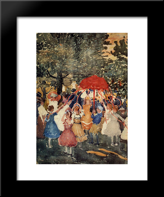 Maypole 20x24 Black Modern Wood Framed Art Print Poster by Prendergast, Maurice