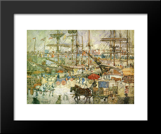 Docks, East Boston 20x24 Black Modern Wood Framed Art Print Poster by Prendergast, Maurice