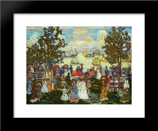 Salem Willows (Also Known As The Promenade, Salem Harbor) 20x24 Black Modern Wood Framed Art Print Poster by Prendergast, Maurice