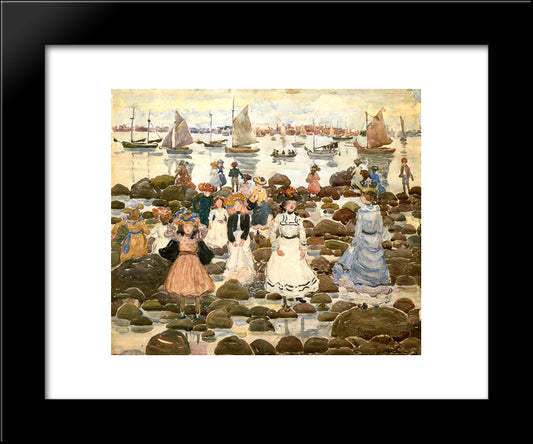 Low Tide, Beachmont 20x24 Black Modern Wood Framed Art Print Poster by Prendergast, Maurice