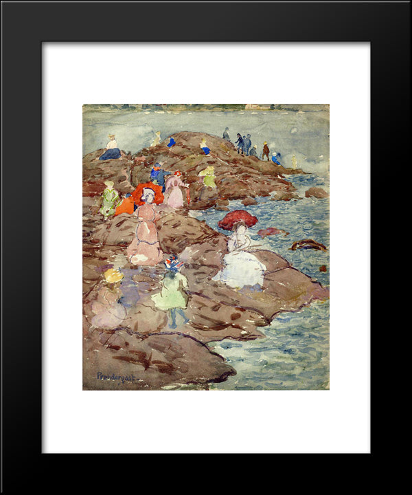 Nantasket 20x24 Black Modern Wood Framed Art Print Poster by Prendergast, Maurice