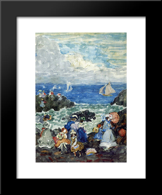 Surf, Nantasket 20x24 Black Modern Wood Framed Art Print Poster by Prendergast, Maurice