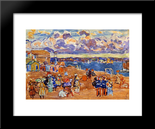 Beach At St. Malo 20x24 Black Modern Wood Framed Art Print Poster by Prendergast, Maurice