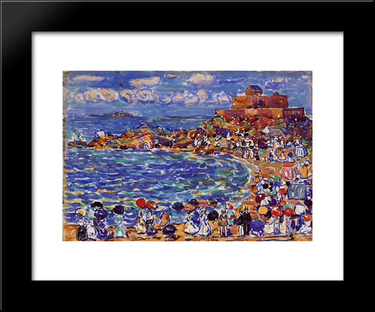 Beach, St. Malo 20x24 Black Modern Wood Framed Art Print Poster by Prendergast, Maurice