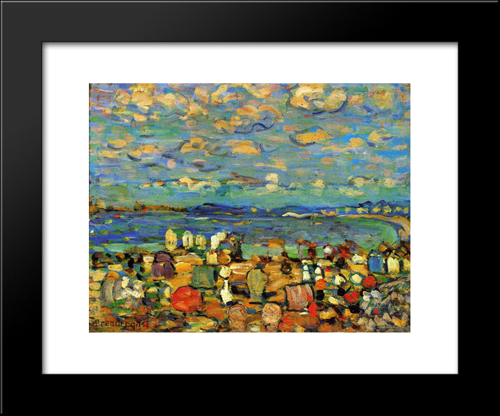 Crescent Beach (Also Known As Crescent Beach, St. Malo) 20x24 Black Modern Wood Framed Art Print Poster by Prendergast, Maurice