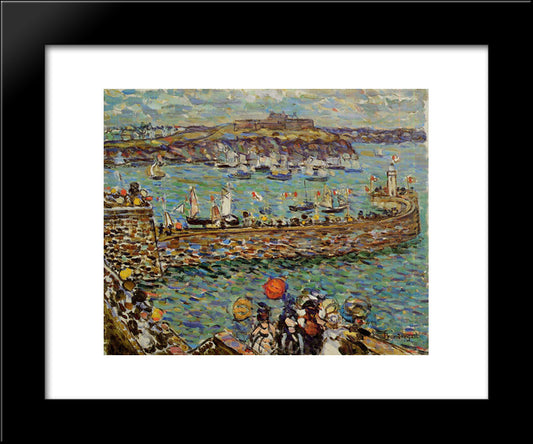 Lighthouse At St. Malo 20x24 Black Modern Wood Framed Art Print Poster by Prendergast, Maurice